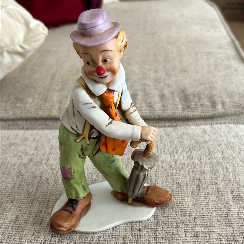 Vintage Lefton  Clown Figurine with Umbrella